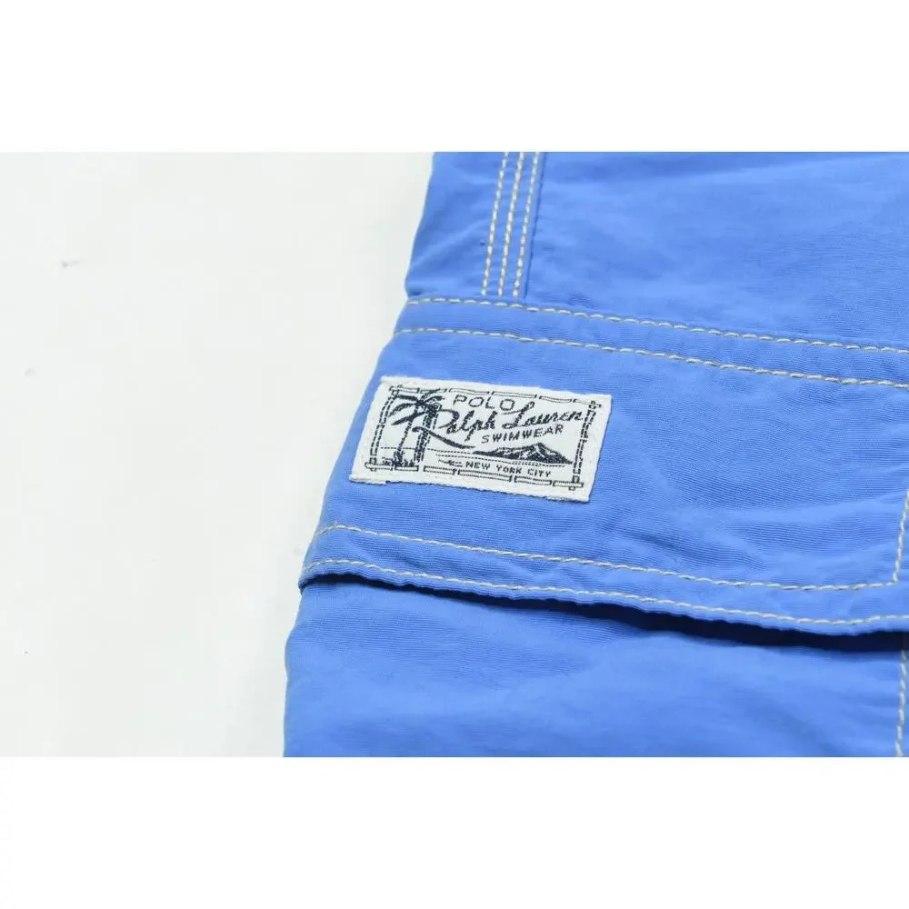 Polo Ralph Lauren Swim Trunks Shorts Mens Large Blue Mesh-Lined Drawstring Cargo